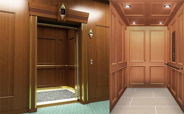 Mẫu thang máy sử dụng cho gia đình vách gỗ